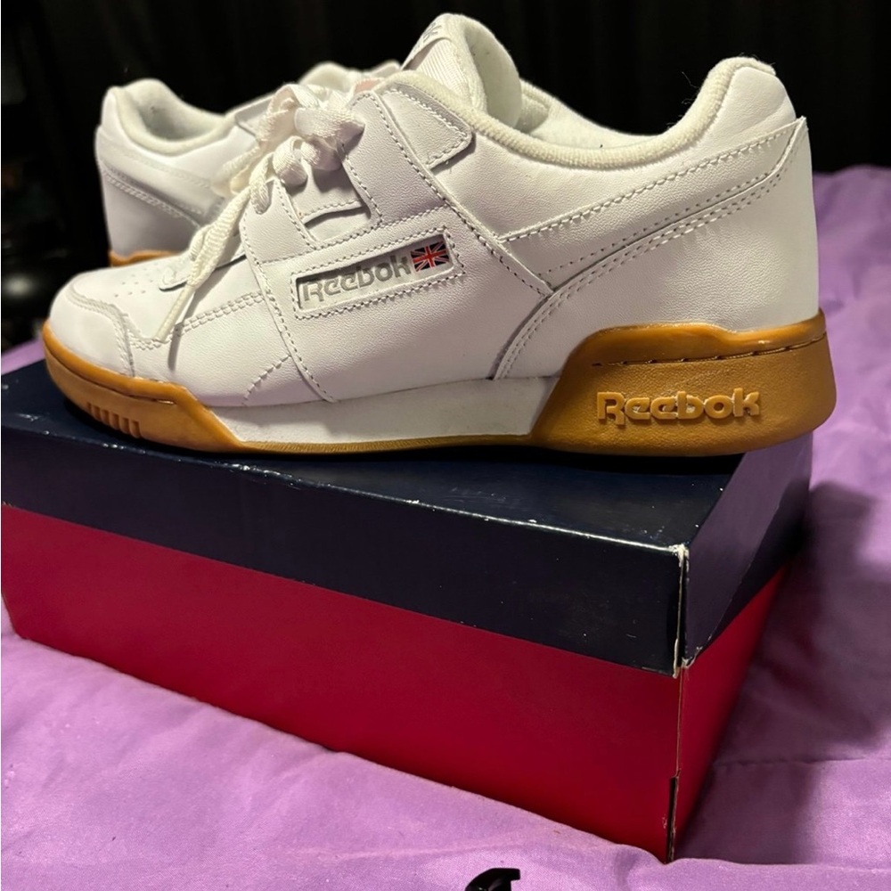 Reebok Classic White Sneakers with Tan Sole